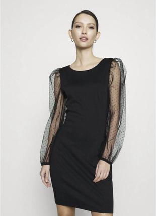 Вечернее коктельное нарядное черное платье платье vila1 фото