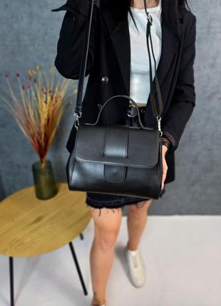 Стильная черная сумка, сумочка женская на магнитной заклепке, экокожа,женские сумки4 фото