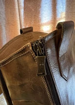 Кожаные сапоги козаки высокие на каблуке webe are оригинальные коричневые6 фото