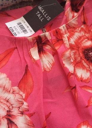 Яркая стильная розовая блузка в цветы на высокий рост wallis5 фото