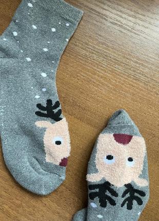 Шкарпетки сірі з оленями новорічні нові