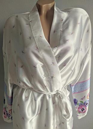 Атласний халат, квітковий принт.2 фото