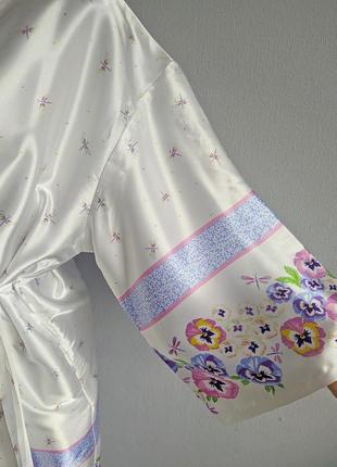 Атласний халат, квітковий принт.4 фото