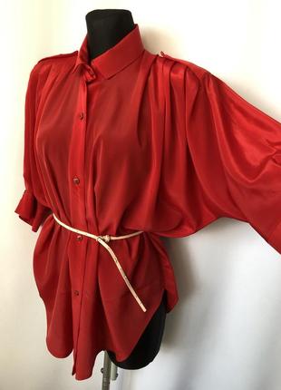 Блуза красная винтаж полиэстер 90е яркий блузон