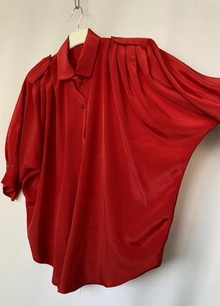 Блуза красная винтаж полиэстер 90е яркий блузон6 фото