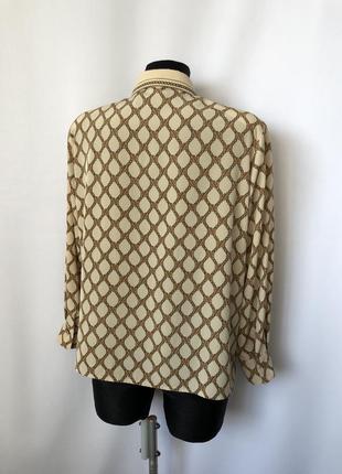 Блуза ara вінтаж у стилі ґуччі версаче ланцюга, візерунок бежева сорочка2 фото