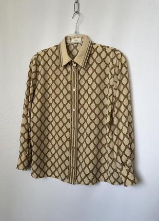 Блуза ara вінтаж у стилі ґуччі версаче ланцюга, візерунок бежева сорочка4 фото