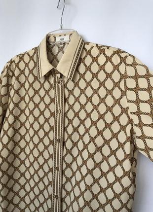 Блуза ara вінтаж у стилі ґуччі версаче ланцюга, візерунок бежева сорочка6 фото
