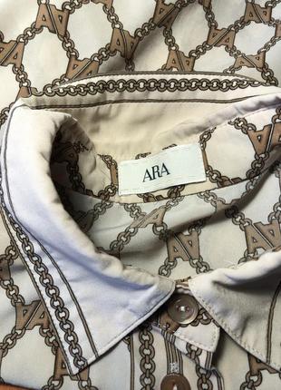 Блуза ara вінтаж у стилі ґуччі версаче ланцюга, візерунок бежева сорочка7 фото
