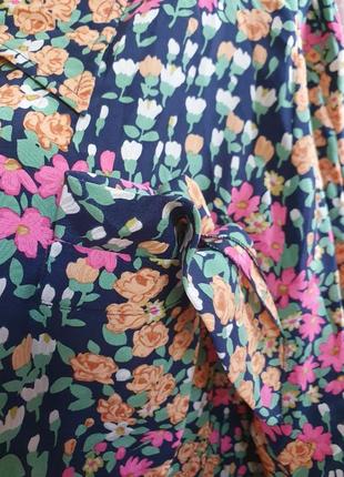 Шовкова сукня з паском та кишенями, шовкова  сукня в квітах3 фото