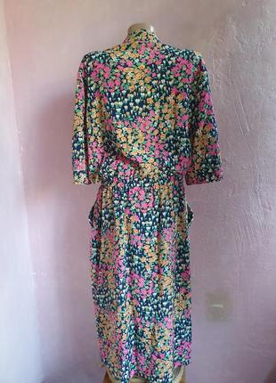 Шовкова сукня з паском та кишенями, шовкова  сукня в квітах5 фото