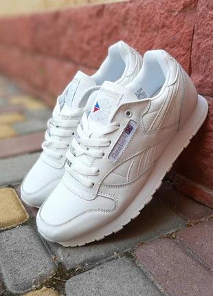 Reebok classic белые с перфорационной кроссовки мужские кожаные топ ребр осенни