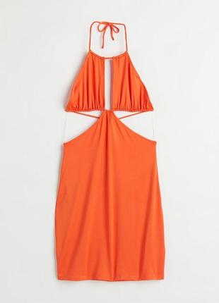 Платье hm оранжевое с вырезами