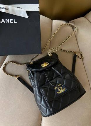 Кожаный брендовый женский рюкзак в стиле chanel lux