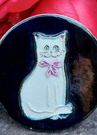 Винтажная брошь котик