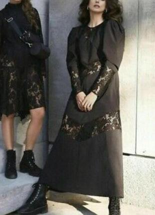 Вечернее чёрное платье с элементами кружева от h&m8 фото