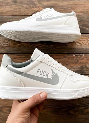 Мужские бюджетные кроссовки без бренда antisocial white &amp; grey стильные белые кеды кожаные nike