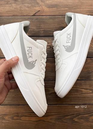 Мужские бюджетные кроссовки без бренда antisocial white &amp; grey стильные белые кеды кожаные nike4 фото