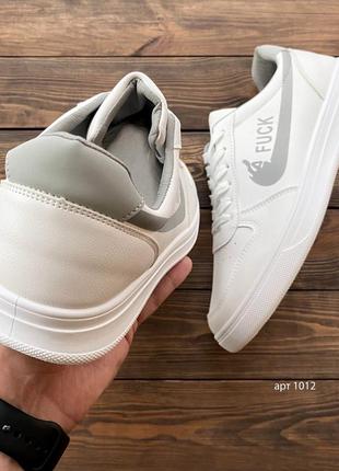 Мужские бюджетные кроссовки без бренда antisocial white &amp; grey стильные белые кеды кожаные nike7 фото