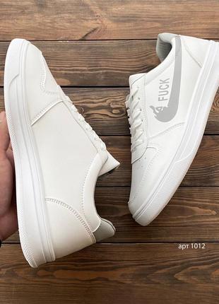 Мужские бюджетные кроссовки без бренда antisocial white &amp; grey стильные белые кеды кожаные nike6 фото