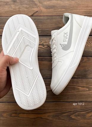 Мужские бюджетные кроссовки без бренда antisocial white &amp; grey стильные белые кеды кожаные nike8 фото