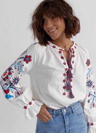 Рубашка вышиванка женская блуза с вышивкой6 фото