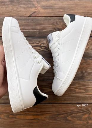 Мужские бюджетные кроссовки stilli stan smit white 2 кожаные белые кеды стильные и удобные6 фото