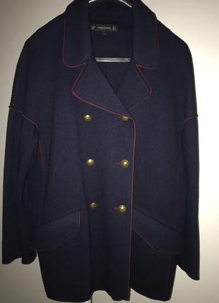 Zara курта пальто с шерстью 70% в стиле милитари1 фото