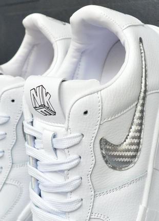 Nike air force pixel кроссовки женские кожаные топ найк форс белые с серой осенней на платформе6 фото