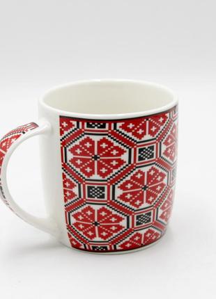 Кружка вышиванка, кружка универсальная 360 мл, чашка для кофе/чая с украинским орнаментом2 фото