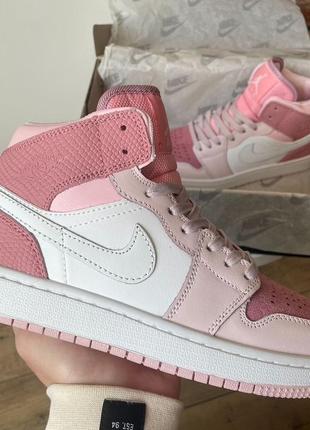 Женские кроссовки nike air jordan 1 retro pink 2 mid#найк2 фото