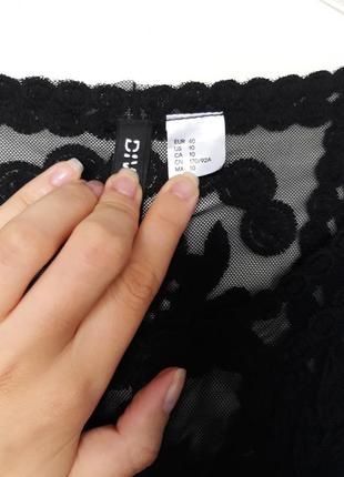 Ажурна блуза чорна прозора мереживна блузка жіноча ошатна h&m5 фото