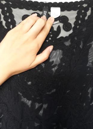 Ажурная блуза черная прозрачная кружевная блузка женская нарядная h&m6 фото