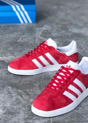 Кроссовки женские adidas gazelle, красные (адидас газель, адидасы, газели, кеды)2 фото