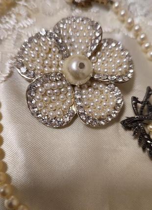 Кулон с жемчужинами. большой. винтаж. цветок