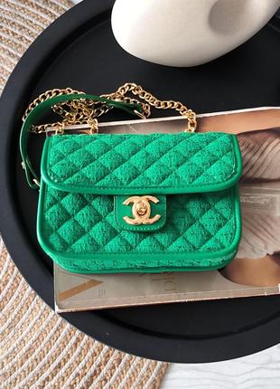 Chanel woven textile green