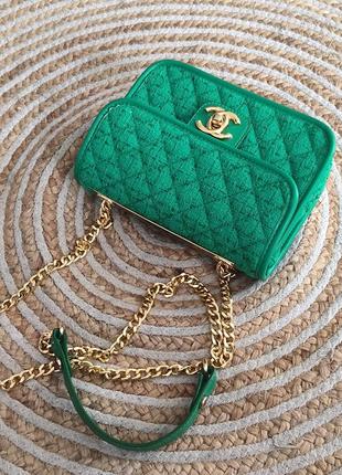 Chanel woven textile green8 фото