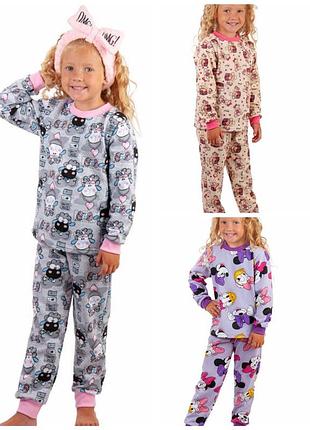 Утепленная пижама с начесом, сиреневая пижама минные дейзи, мишка, хлопковая теплая пижама, теплая хлопковая пижама с начесом минны дейзы