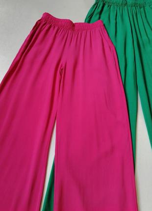 Літні стильні бавовняні штани палаццо з натуральної тканини штапель7 фото