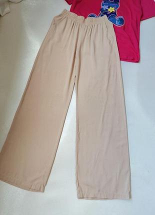 Літні стильні бавовняні штани палаццо з натуральної тканини штапель