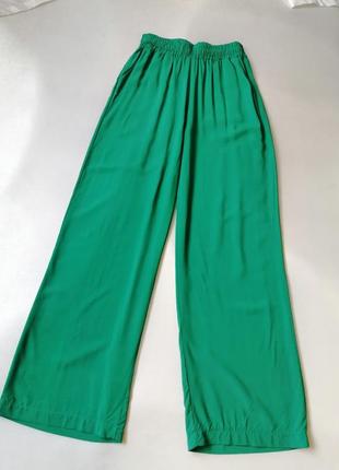 Літні стильні бавовняні штани палаццо з натуральної тканини штапель8 фото