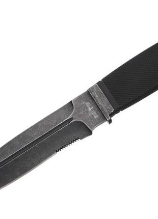 Нескладний ніж флагман 4, з серрейтором та гумовою рукояткою, відмінний варіант для виживання, зі шкіряним чохлом