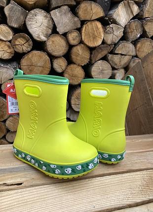 Детские непромокаемые резиновые сапоги лимонные mario
