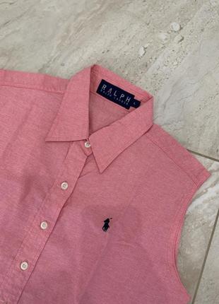 Рубашка жилетка без рукавов polo ralph lauren розовая8 фото