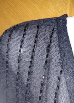 Брендова  святкова  напівпрозора  блуза з бісером і пайетками  р.12 / 40 від next,  нова з нюансами6 фото