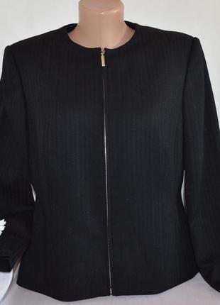 Брендовый черный шерстяной пиджак жакет на молнии minosa petite украина2 фото