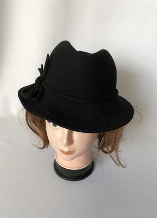 Черна фетровая шляпа с веревочной лентой винтаж ретро баварская альпийская октоберфест романтик