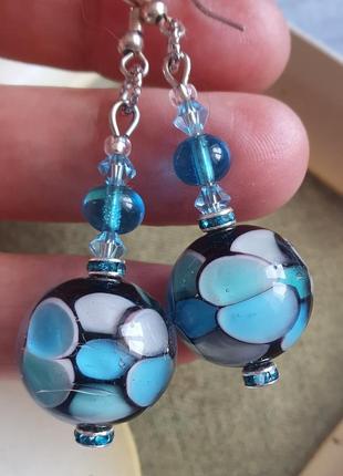 Сережки дизайнерські українське скло