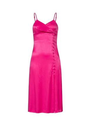 Новое роскошное сатиновое розовое платье комбинация от fashionista