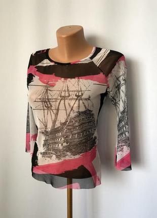 Топ сетка 90ти y2k прозрачный ludmilla винтаж розовый черный франция